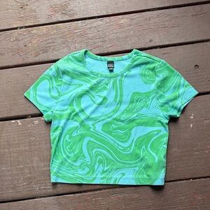 Wild Fable Green Swirl Crop Top